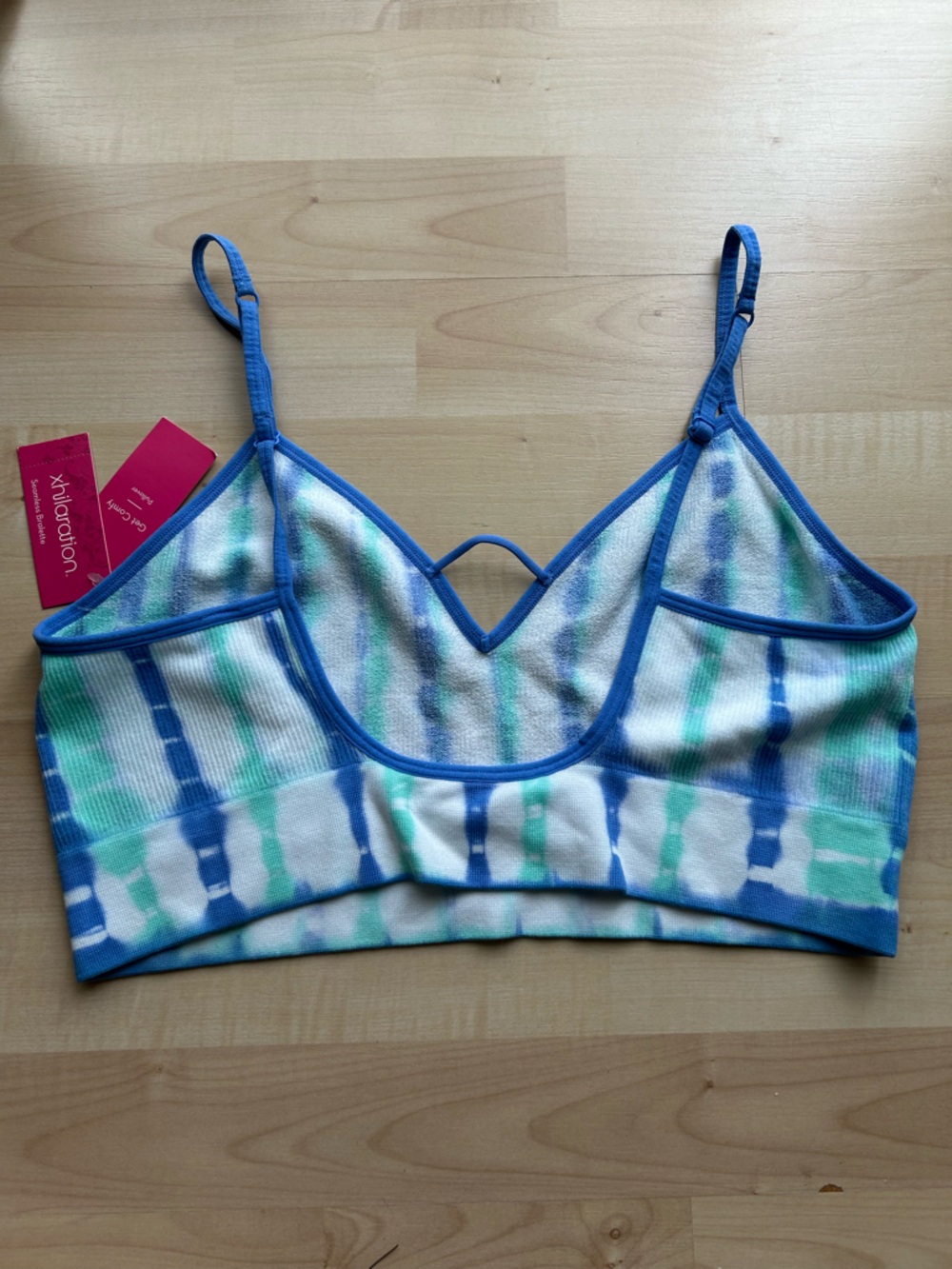 Xhilaration Green Blue Tie Dye Strappy Bralette XL - Picture 2 of 4